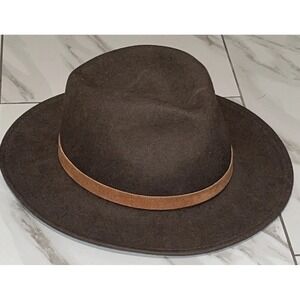 Bailey Fedora Brown Wool Hat Leather Band Men's Medium Wide Brim Made in USA